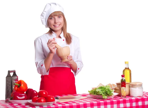 有吸引力的女人做饭 — 图库照片