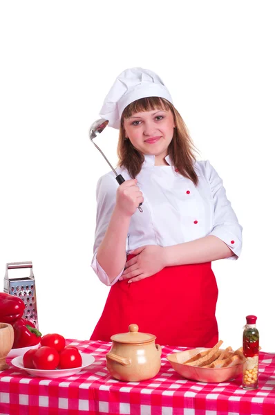Жінка, приготування їжі — стокове фото