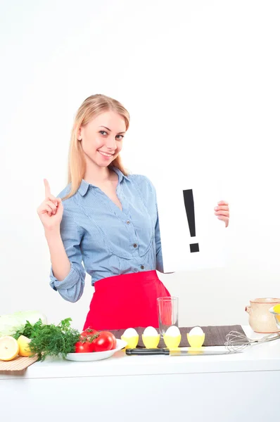 Pretty woman on kitchen — Stock Photo, Image