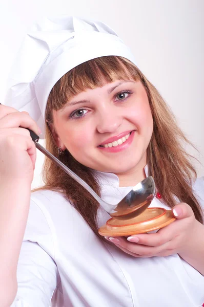 有吸引力的女人做饭 — 图库照片