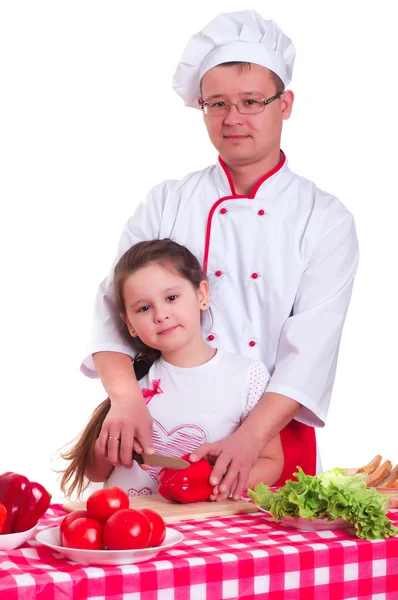 Padre e hija cocinando juntos — Foto de Stock