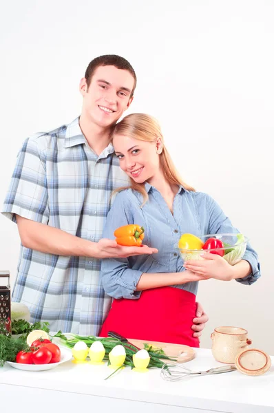 Couple of cooking together Stock Picture