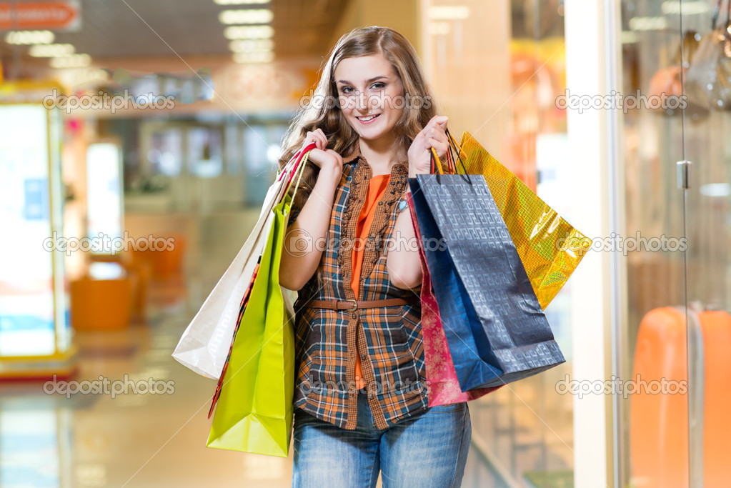 Portrait of a beautiful woman in a shopping center