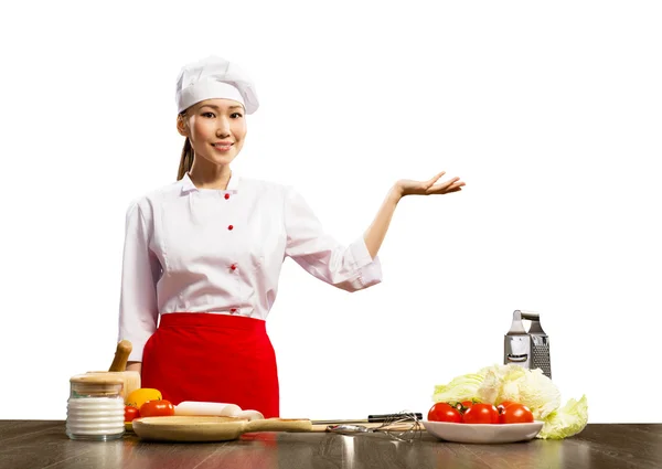 Asiatiska kvinnliga kock — Stockfoto