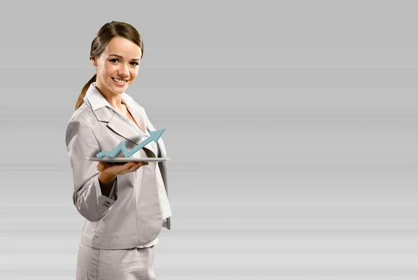 Business woman holding a tablet — Stock Photo, Image