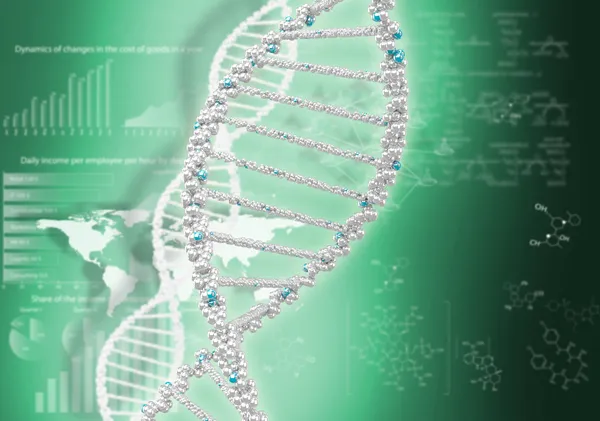 Спираль ДНК на цветном фоне — стоковое фото