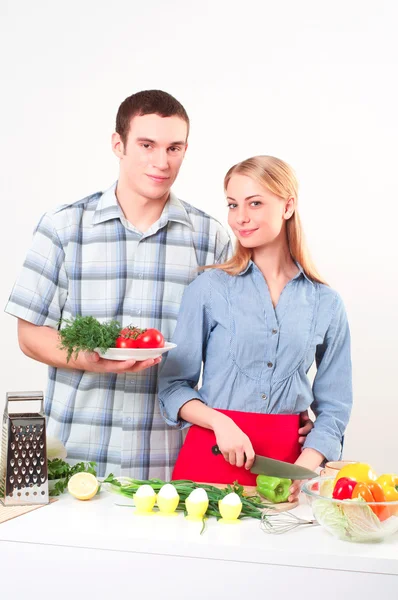 Couple of cooking together Royalty Free Stock Images