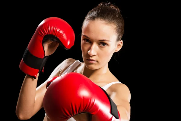 Portret van een vrouw bokser — Stockfoto
