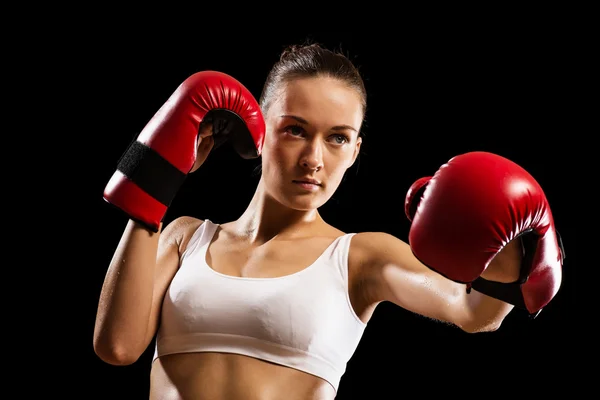 Kadın boksör portresi — Stok fotoğraf