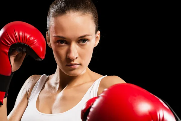 Retrato de una mujer boxeadora —  Fotos de Stock