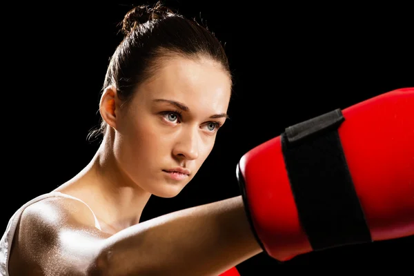Portrét ženy boxer — Stock fotografie