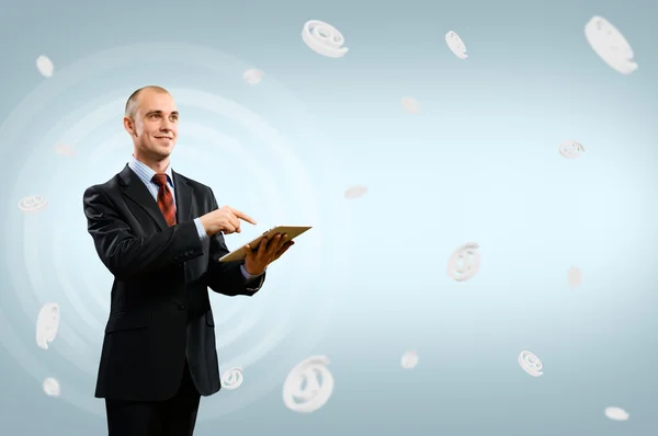 Business man is working with tablet — Stock Photo, Image