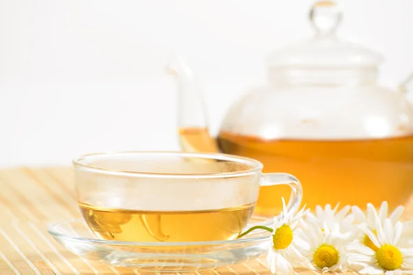 Teacup with herbal chamomile tea — Stock Photo, Image