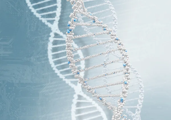 Dna helix vor dem farbigen Hintergrund — Stockfoto