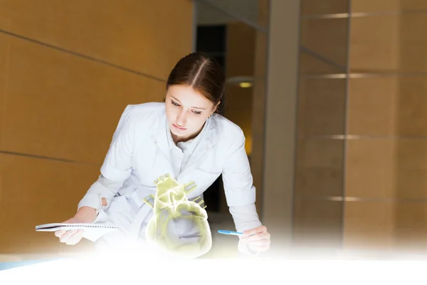 Mujer joven haciendo investigación — Foto de Stock