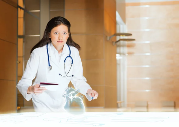 Mujer joven haciendo investigación — Foto de Stock