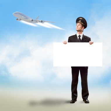 Pilot boş bir billboard holding şeklinde
