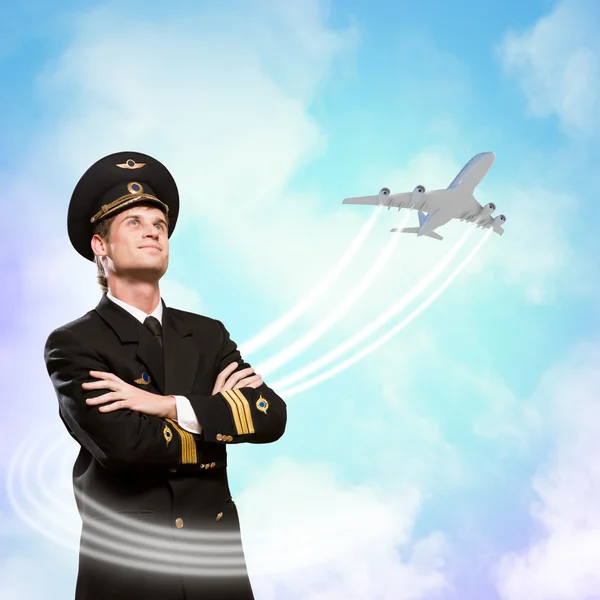 Pilot is in the form of arms crossed — Stock Photo, Image