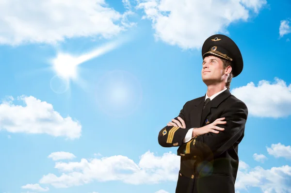 Pilot is in the form of arms crossed — Stock Photo, Image