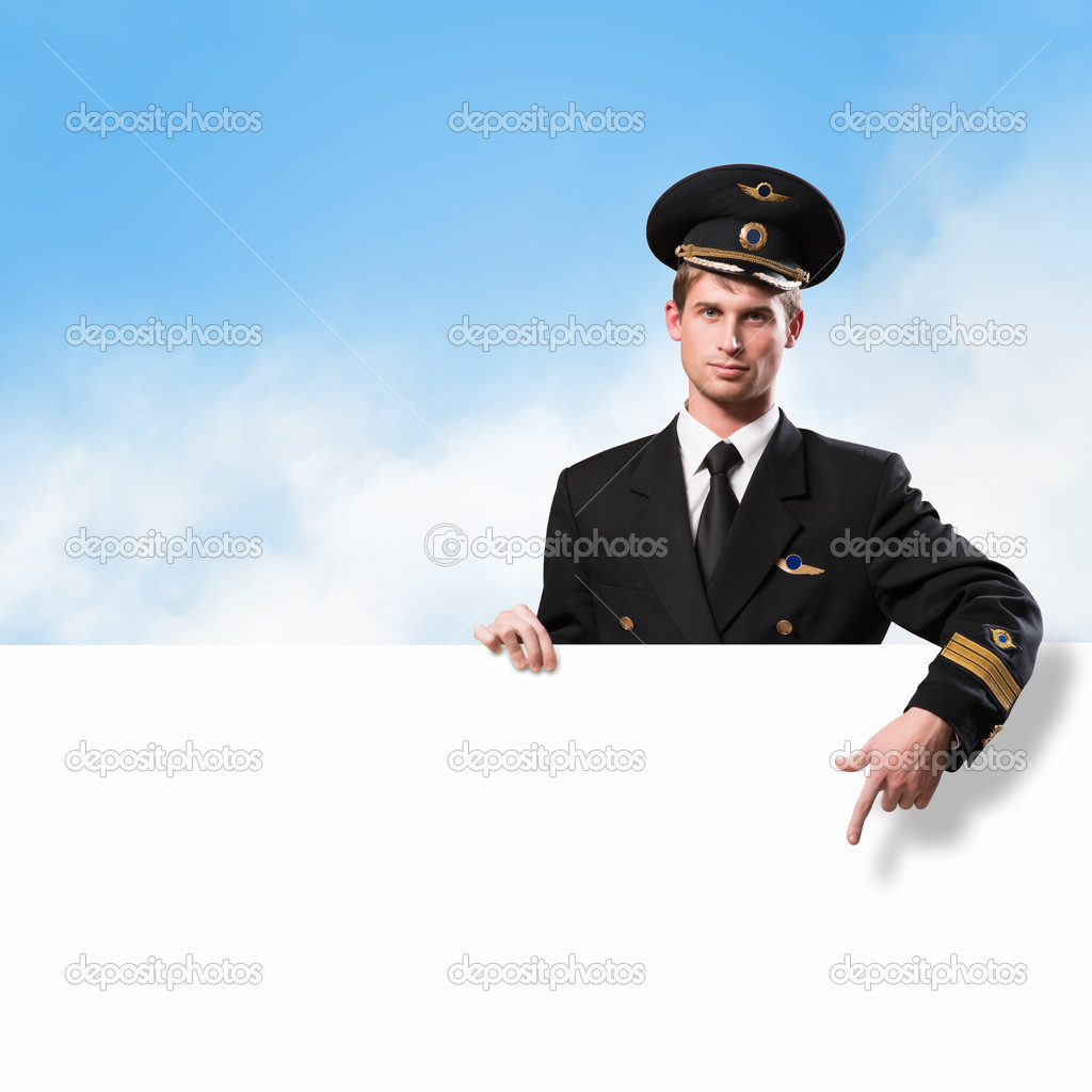 pilot in the form of holding an empty billboard