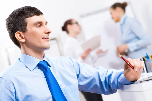 Portrait of a businessman in a blue shirt — Stock Photo, Image