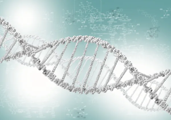 Hélice de DNA contra o fundo colorido — Fotografia de Stock