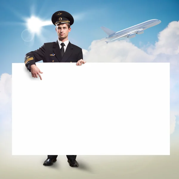 Pilot in Form einer leeren Plakatwand — Stockfoto