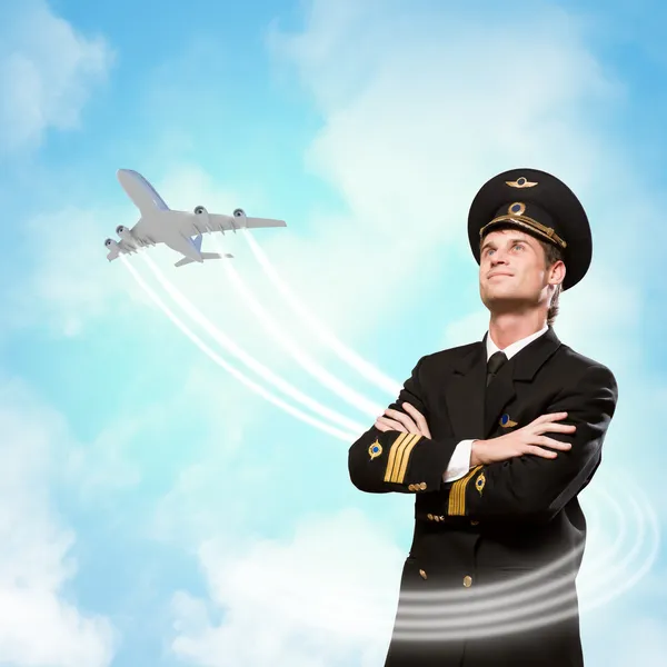 Pilot is in the form of arms crossed — Stock Photo, Image