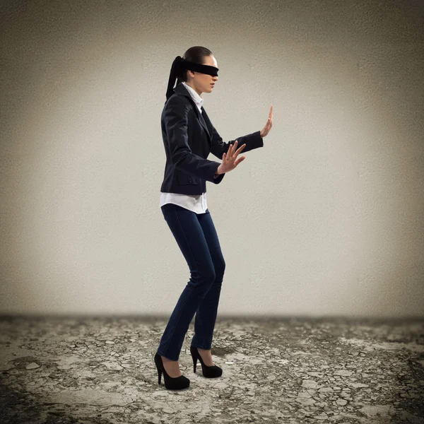 Young blindfolded woman — Stock Photo, Image