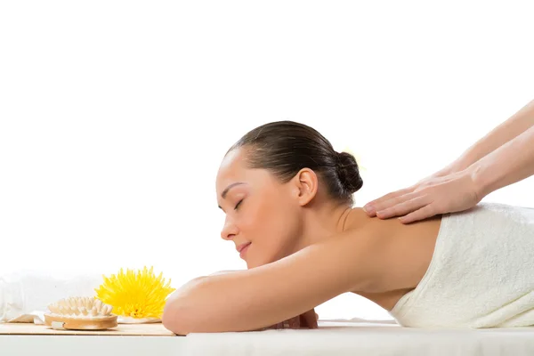 Beautiful spa woman lying on the couch — Stock Photo, Image