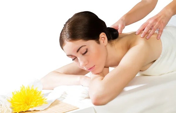 Beautiful spa woman lying on the couch — Stock Photo, Image