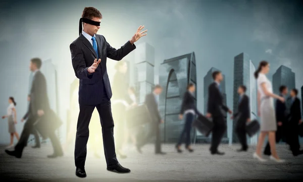 Young blindfolded man — Stock Photo, Image