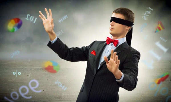 Young blindfolded man — Stock Photo, Image