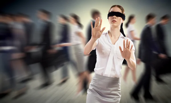 Young blindfolded woman — Stock Photo, Image