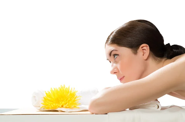 Beautiful spa woman lying on the couch — Stock Photo, Image