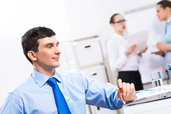 Portrait of a businessman in a blue shirt — Stock Photo, Image