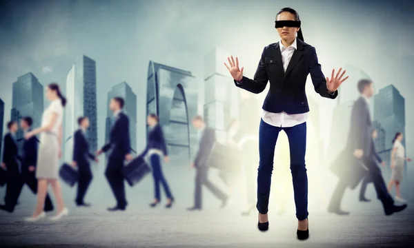 Young blindfolded woman — Stock Photo, Image