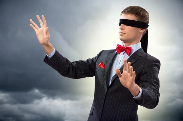 Young blindfolded man — Stock Photo, Image