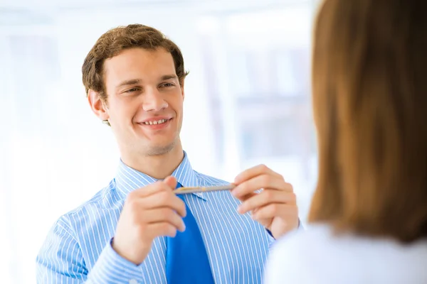 Young businessman doing interviews — Stock Photo, Image