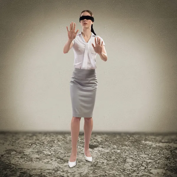 Young blindfolded woman — Stock Photo, Image