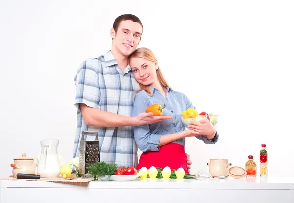 Couple of cooking together — Stock Photo, Image