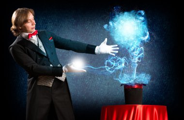 Magician sihirli şapkadan neden olur.