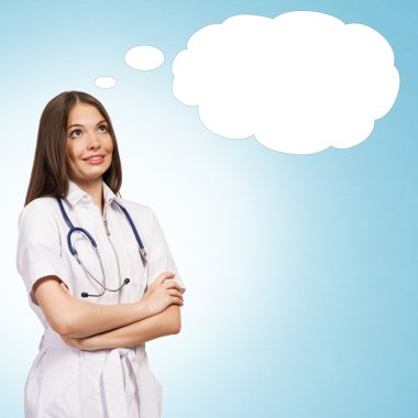 genç kadın doktor düşünüyor