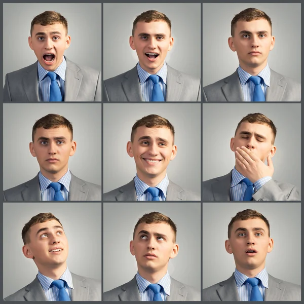 Collage of different photos of the young man — Stock Photo, Image