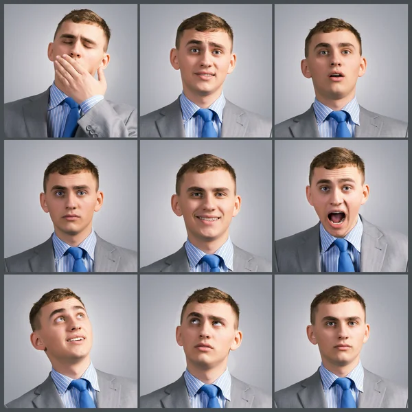 Collage verschiedener Fotos des jungen Mannes — Stockfoto