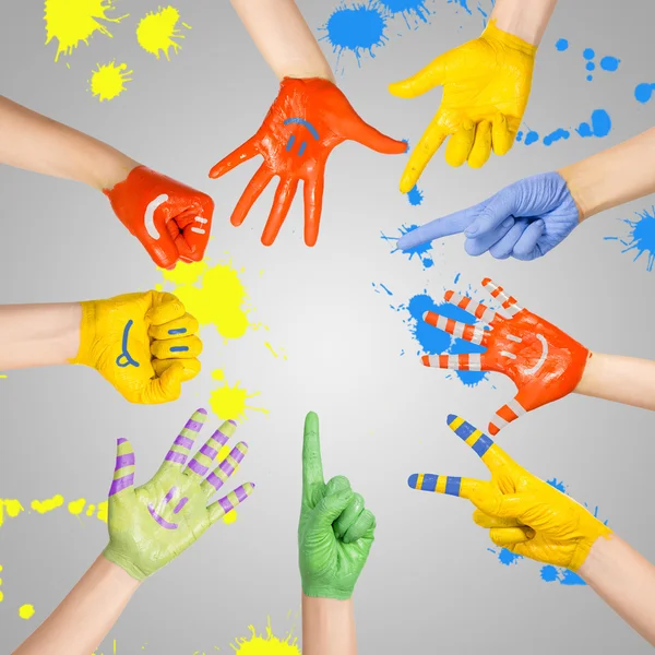 Painted children's hands — Stock Photo, Image