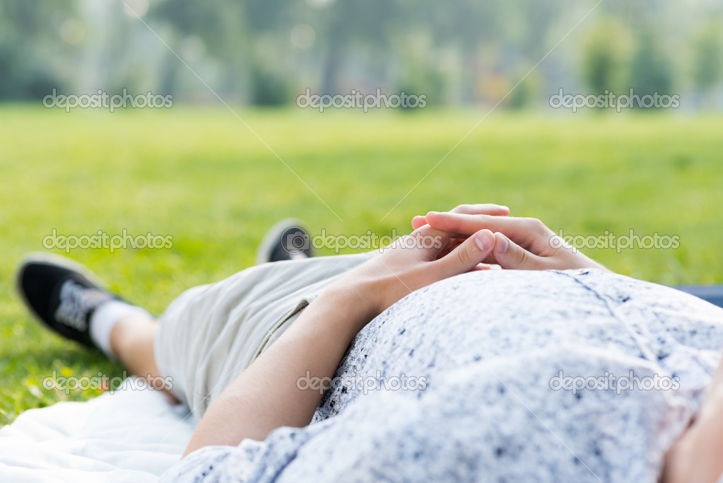 man relaxing in the park