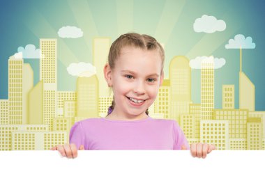 Beyaz bir bayrak tutan kız