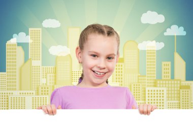 Beyaz bir bayrak tutan kız