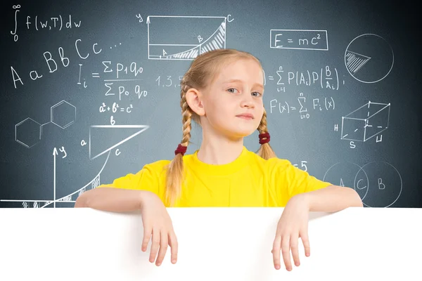 Meisje met een witte banner — Stockfoto